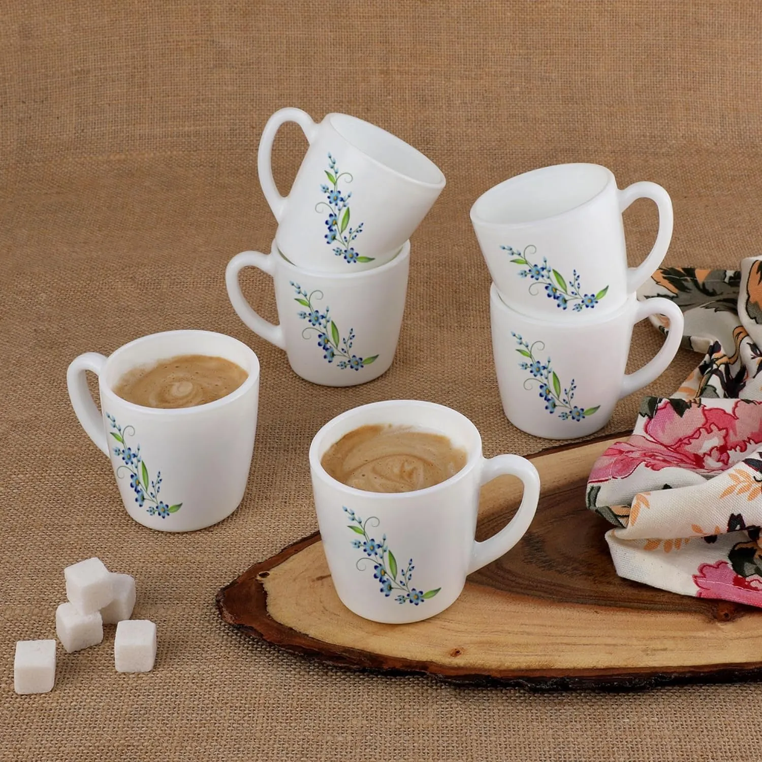 Imperial Blue Creeper Ricca Mugs, 6 Pieces