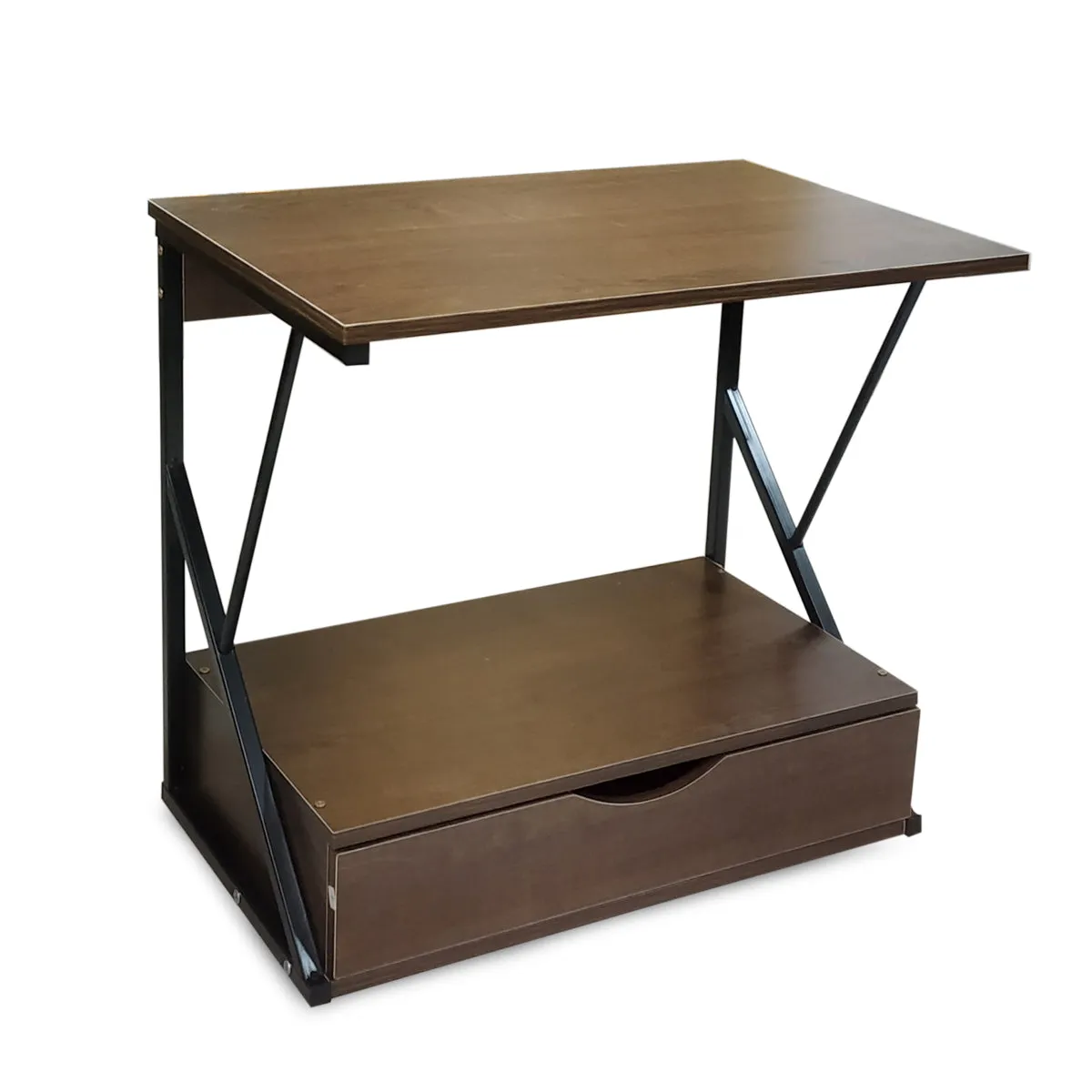 Kawachi 2 Tier Kitchen Counter Shelf Microwave Stand Storage Spice Rack with Drawer KW18-Brown
