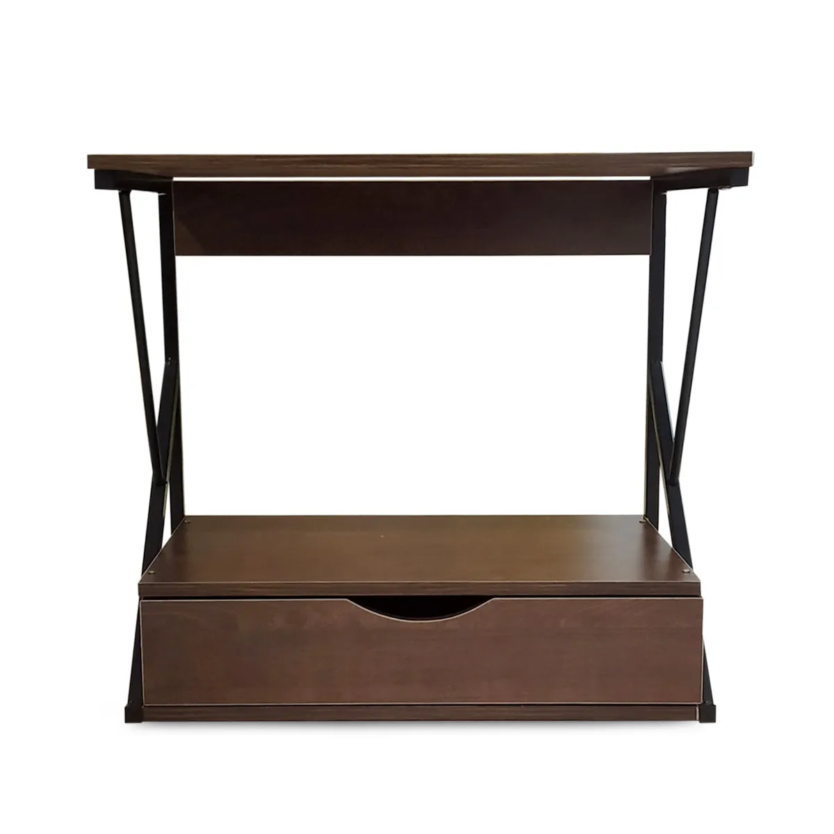 Kawachi 2 Tier Kitchen Counter Shelf Microwave Stand Storage Spice Rack with Drawer KW18-Brown