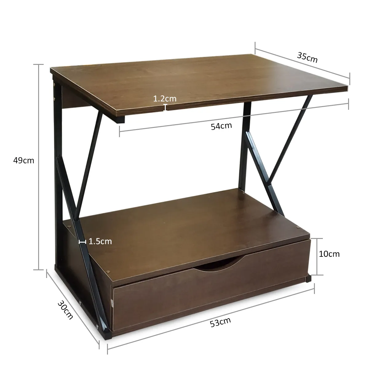 Kawachi 2 Tier Kitchen Counter Shelf Microwave Stand Storage Spice Rack with Drawer KW18-Brown
