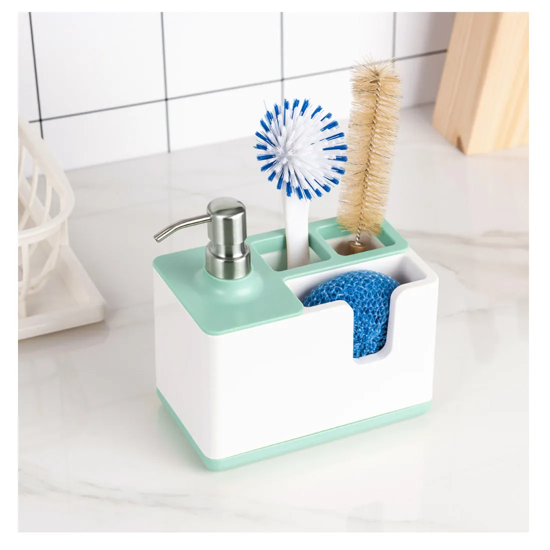 Kitchen Cleaning Utensils Storage & Soap Dispenser
