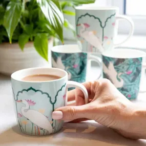 KitchenCraft Barrel Mug Set Exotic Crane | Set of 4 | 1.5 x 2.8 inches