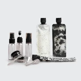 Kitsch Travel Bottles For Toiletries 11 Pack - Black & Ivory