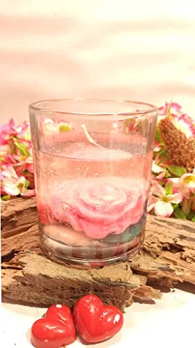 Kush Handicrafts Desire of Dark Rose Aromatic Candles Romantic Valentines Gift Idea (Transparent Rose Jar)