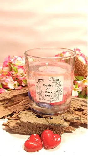 Kush Handicrafts Desire of Dark Rose Aromatic Candles Romantic Valentines Gift Idea (Transparent Rose Jar)