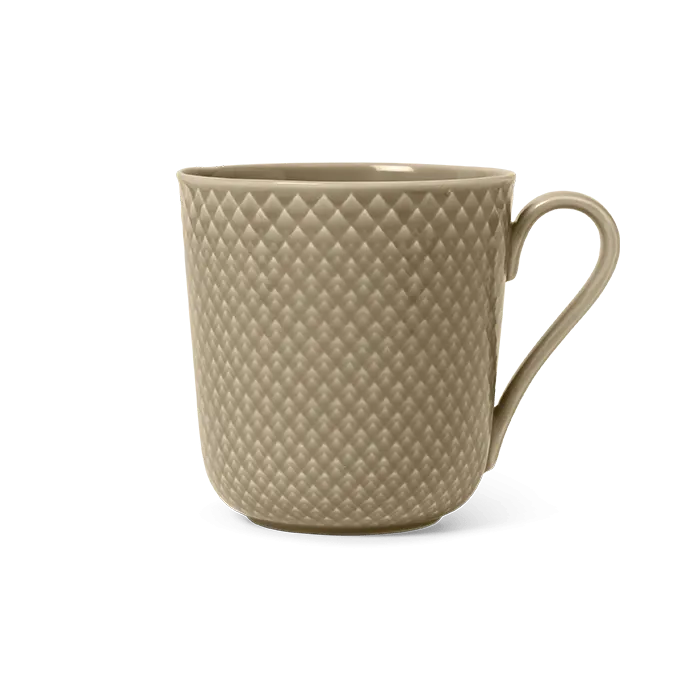 Lyngby Porcelæn Rhombe Earth Mug with Handle Set, Clay, 4 Pcs.