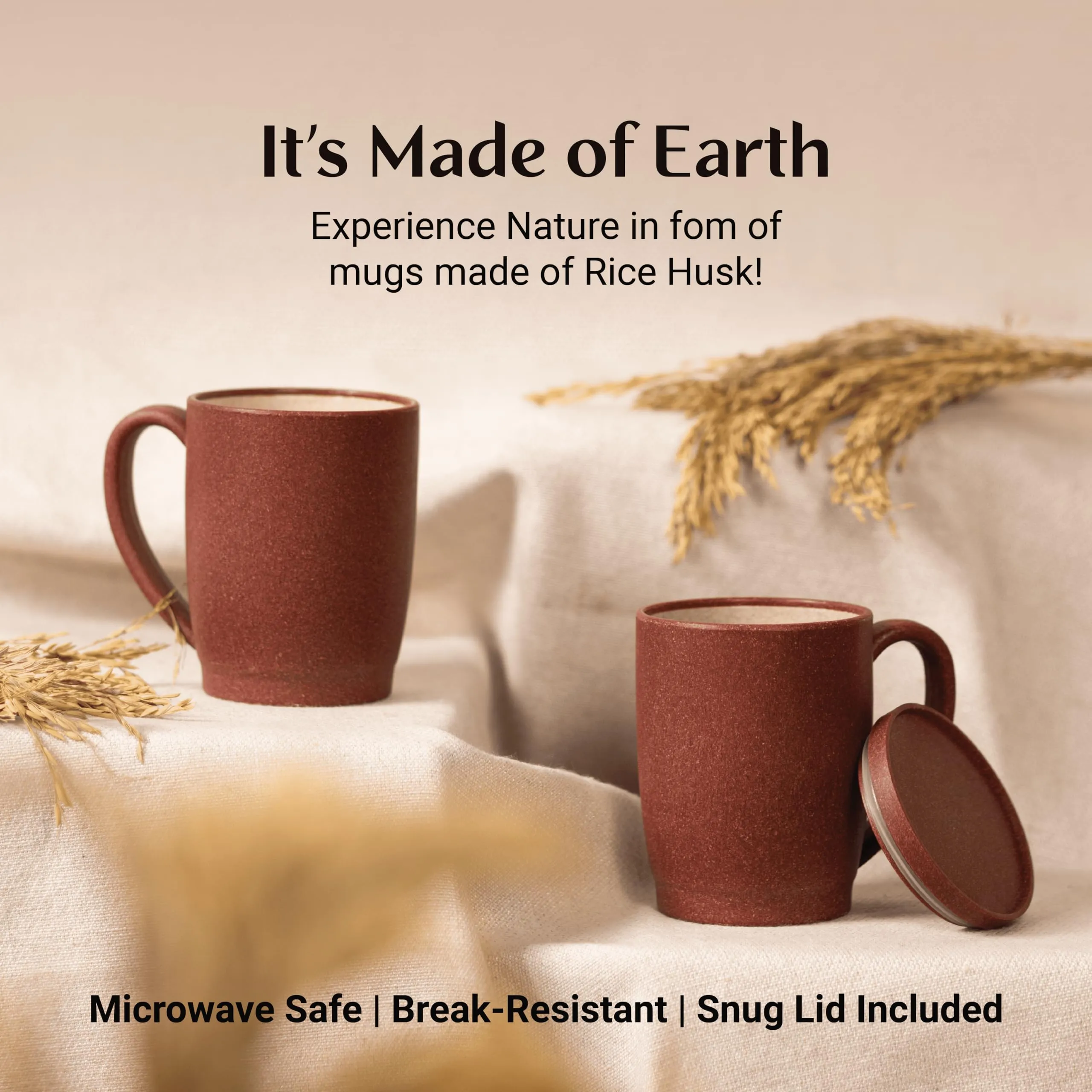 MAE MADE OF EARTH | Coffee Mug | Sustainable | Organic and Tactile Finish | Break-Resistant | Microwave Safe | Carbon Neutral | Eco-Friendly Gifts | 370 ml | 1 Piece (Mojave Sunset)