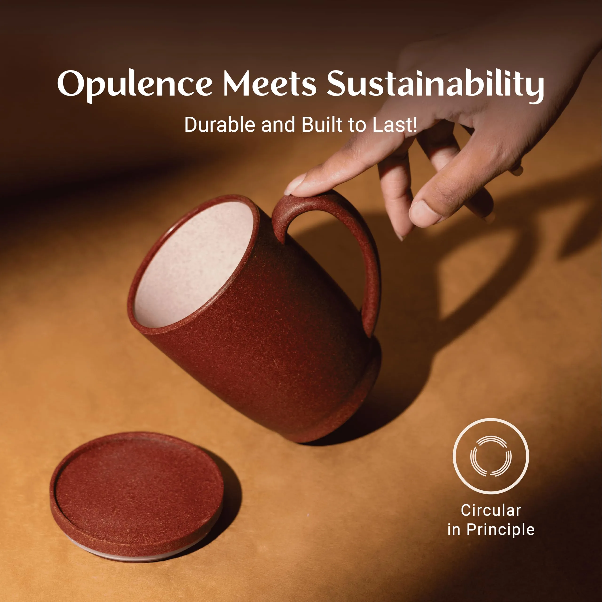 MAE MADE OF EARTH | Coffee Mug | Sustainable | Organic and Tactile Finish | Break-Resistant | Microwave Safe | Carbon Neutral | Eco-Friendly Gifts | 370 ml | 1 Piece (Mojave Sunset)