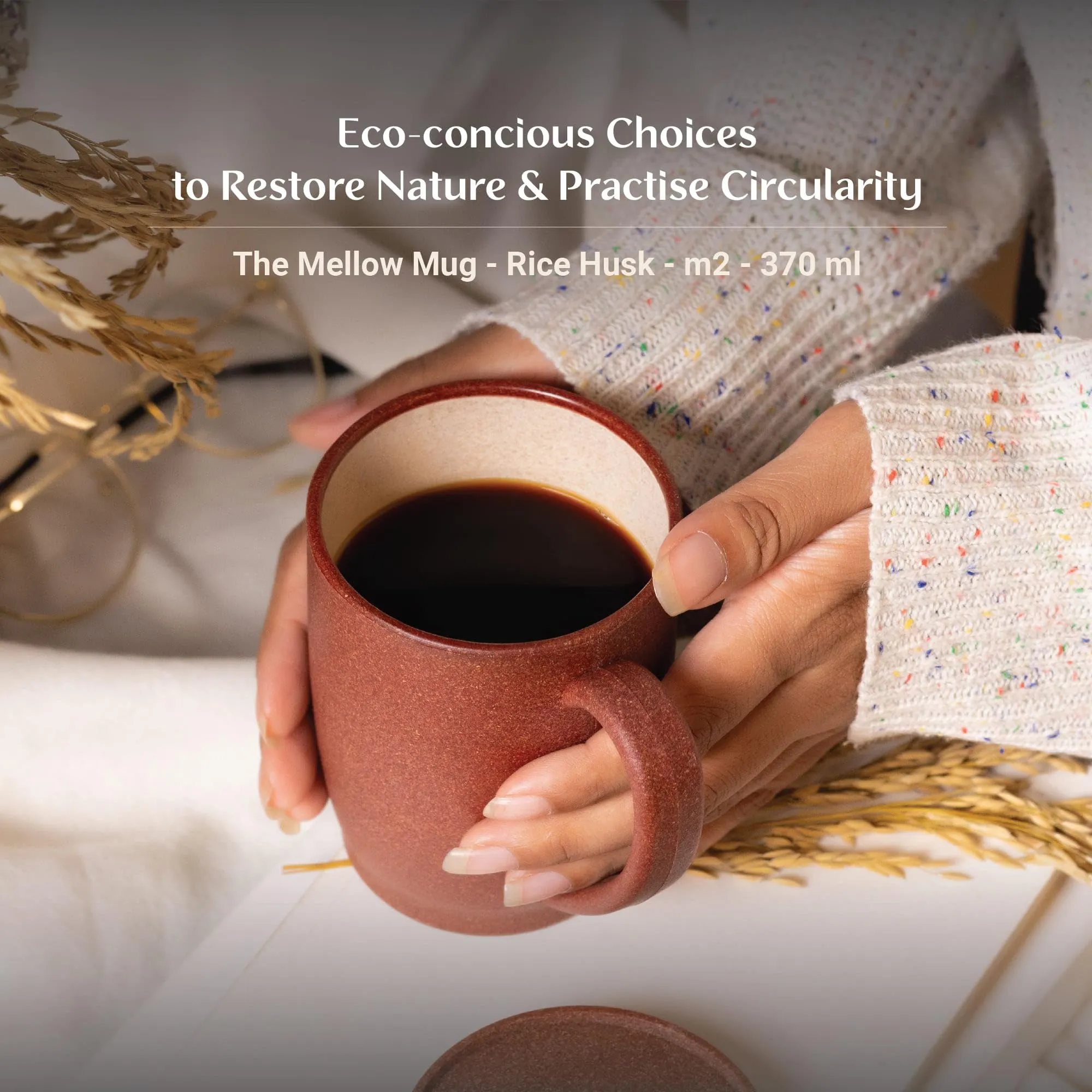MAE MADE OF EARTH | Coffee Mug | Sustainable | Organic and Tactile Finish | Break-Resistant | Microwave Safe | Carbon Neutral | Eco-Friendly Gifts | 370 ml | 1 Piece (Mojave Sunset)