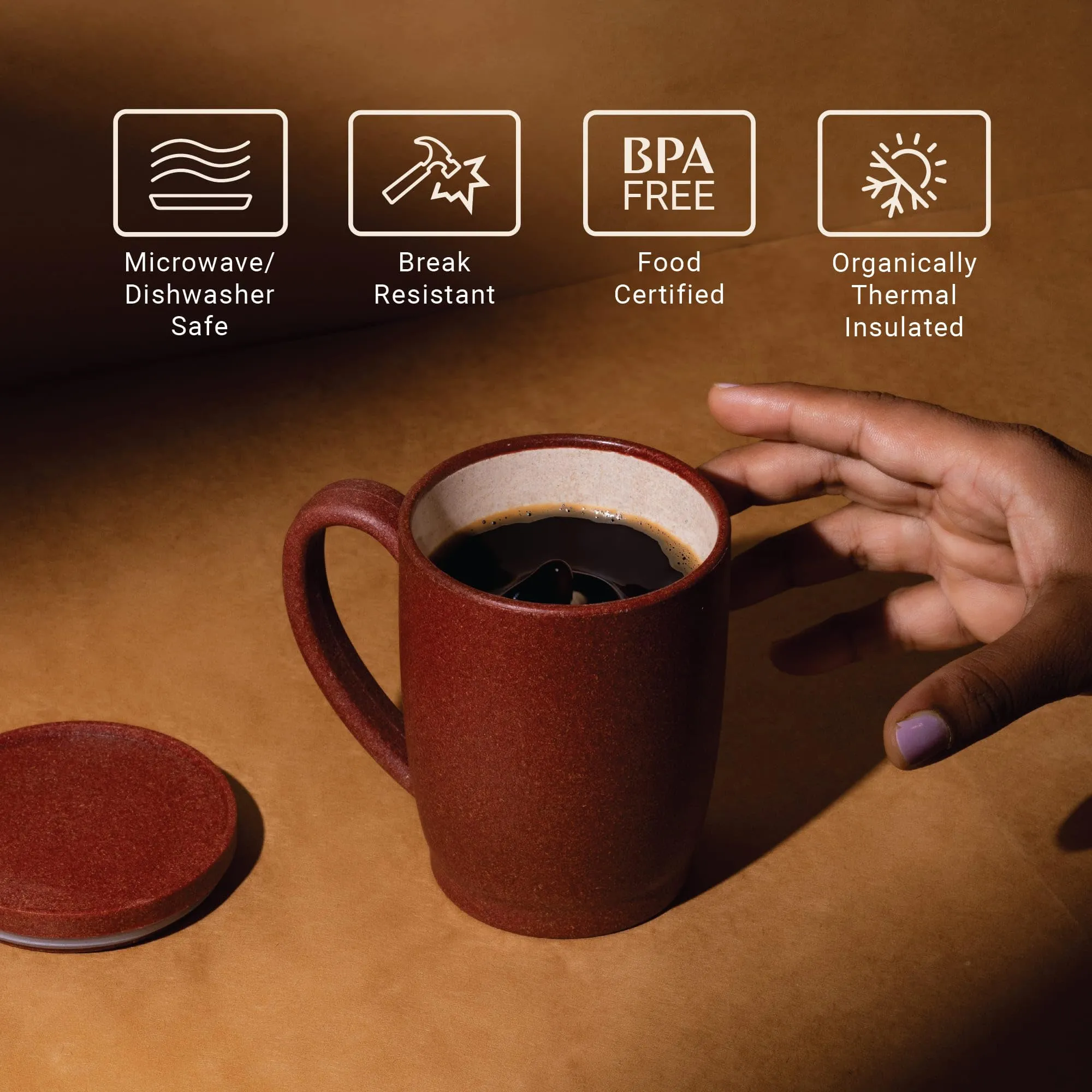 MAE MADE OF EARTH | Coffee Mug | Sustainable | Organic and Tactile Finish | Break-Resistant | Microwave Safe | Carbon Neutral | Eco-Friendly Gifts | 370 ml | 1 Piece (Mojave Sunset)