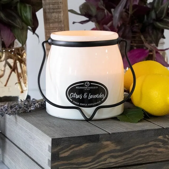 Milkhouse Creamery Collection Soy Candle: Citrus & Lavender, 16-oz. Butter Jar