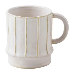 Mud Pie White Stoneware Mugs - Set of 2 - Stipes