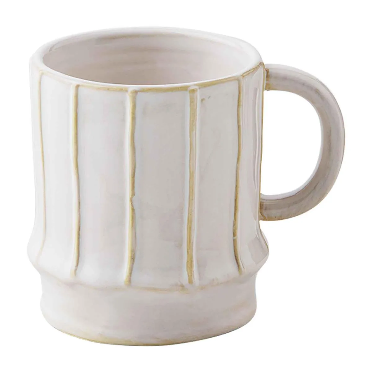 Mud Pie White Stoneware Mugs - Set of 2 - Stipes