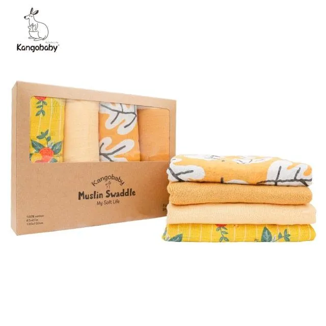 Organic Cotton Baby Swaddle Blankets - Pack of 4