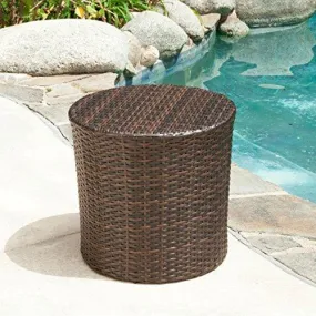 Overton Outdoor Wicker Barrel Side Table