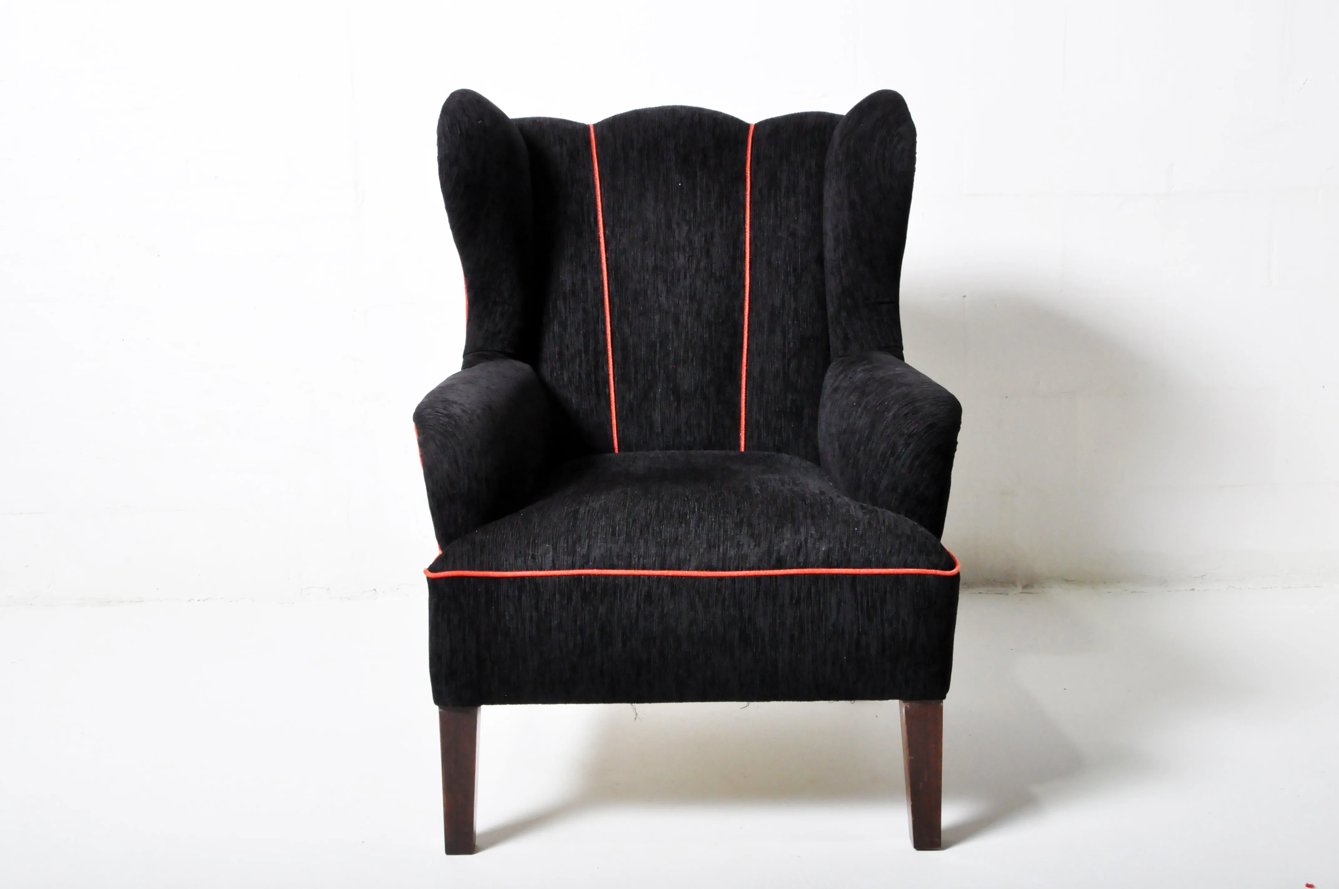 Pair of Wingback Chairs With Grey Upholstery