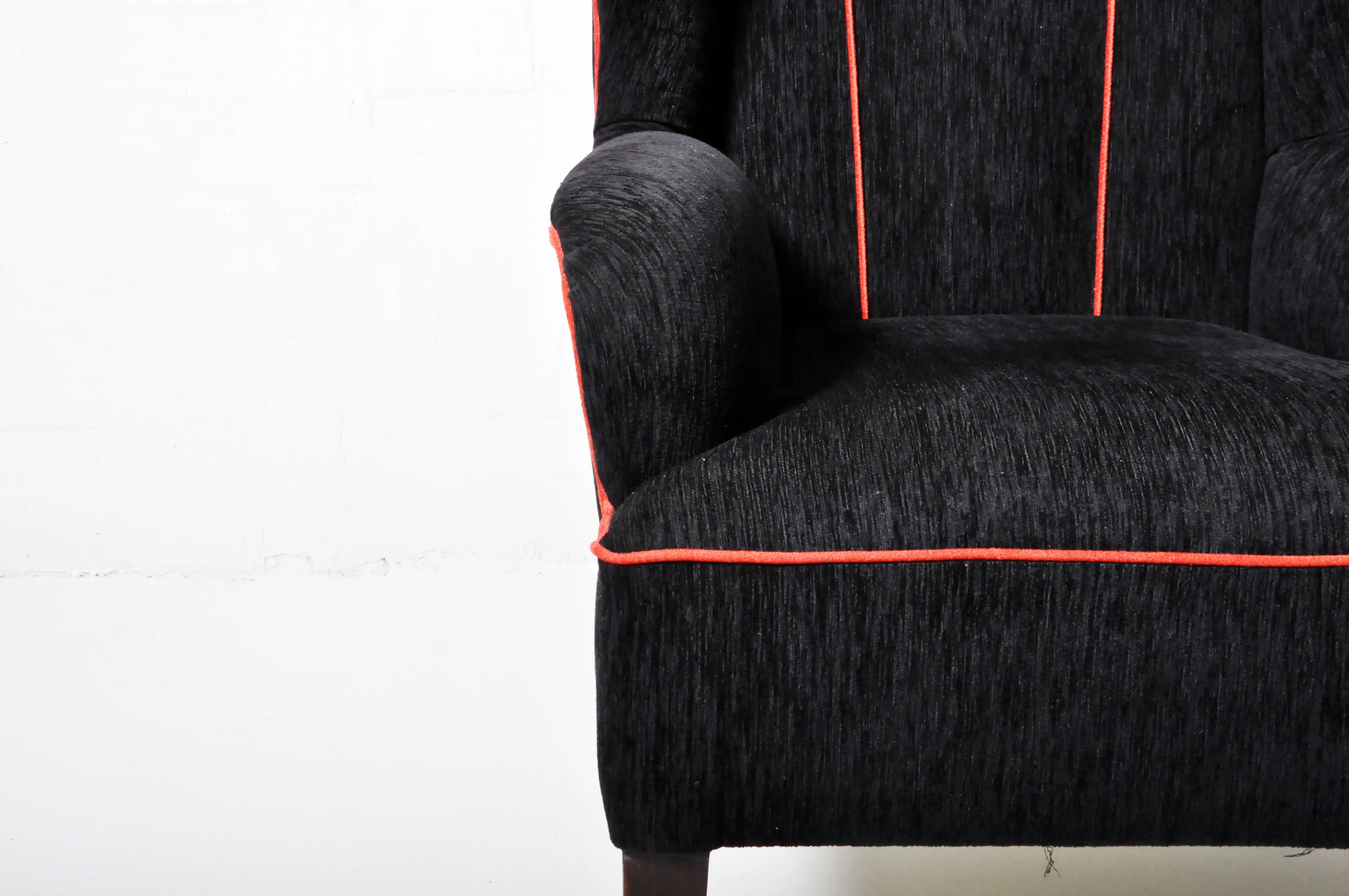 Pair of Wingback Chairs With Grey Upholstery