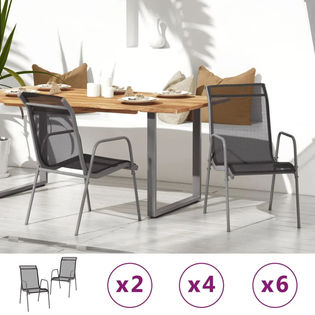 Patio Chairs 2 pcs Steel and Textilene Black