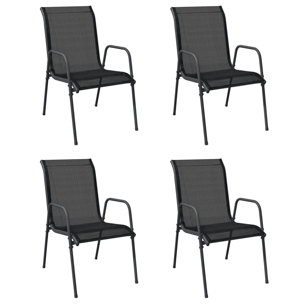 Patio Chairs 2 pcs Steel and Textilene Black