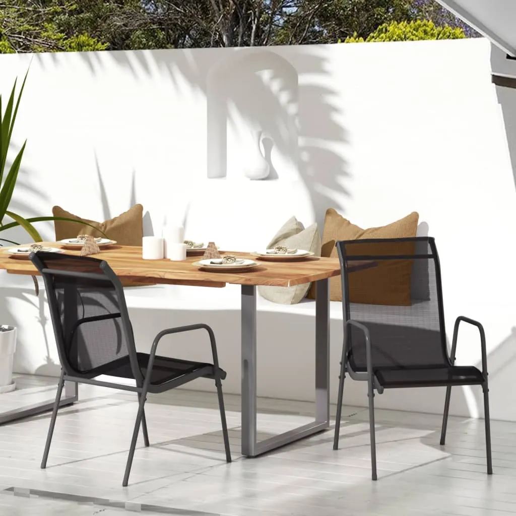 Patio Chairs 2 pcs Steel and Textilene Black