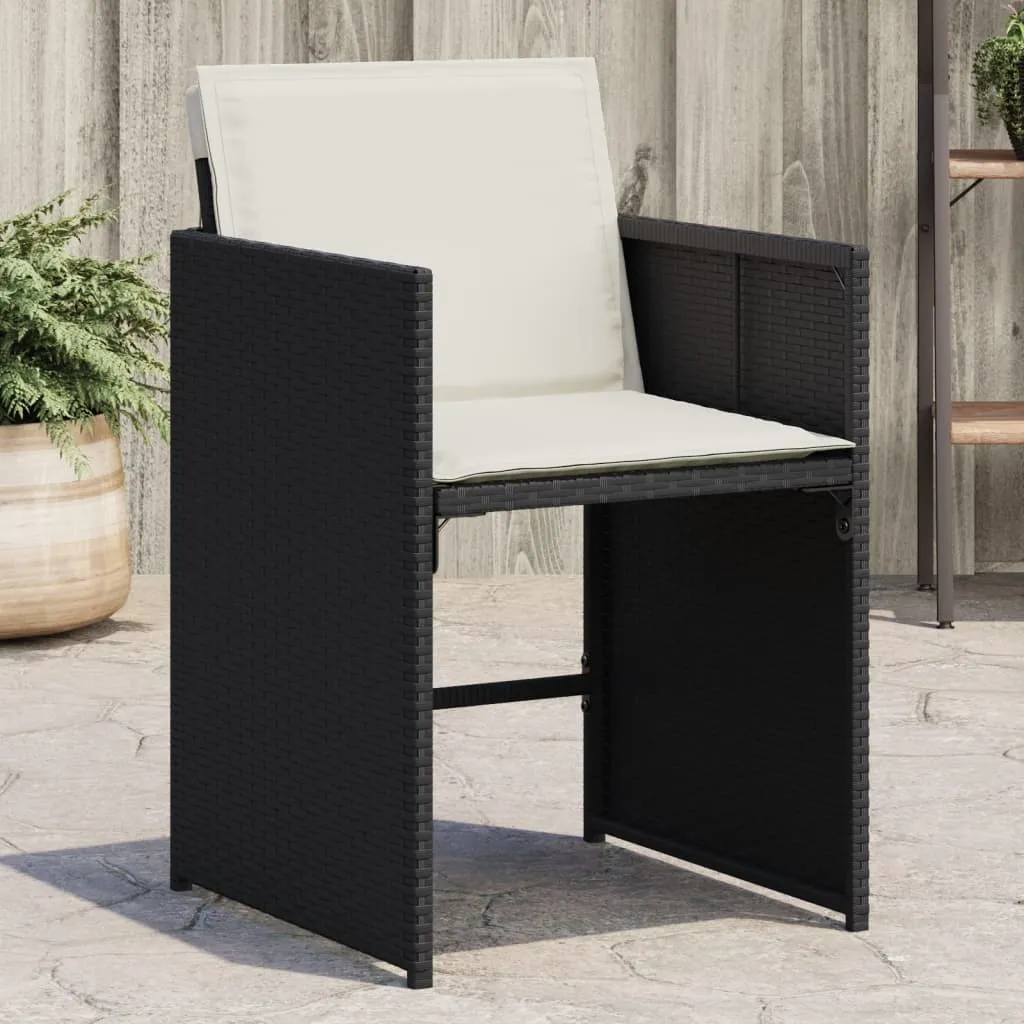 Patio Chairs with Cushions 4 pcs Black Poly Rattan