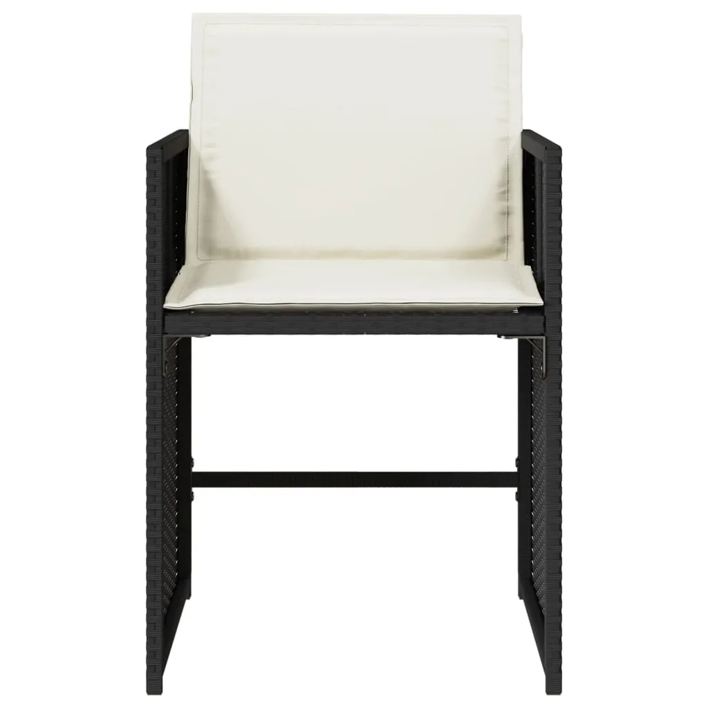 Patio Chairs with Cushions 4 pcs Black Poly Rattan