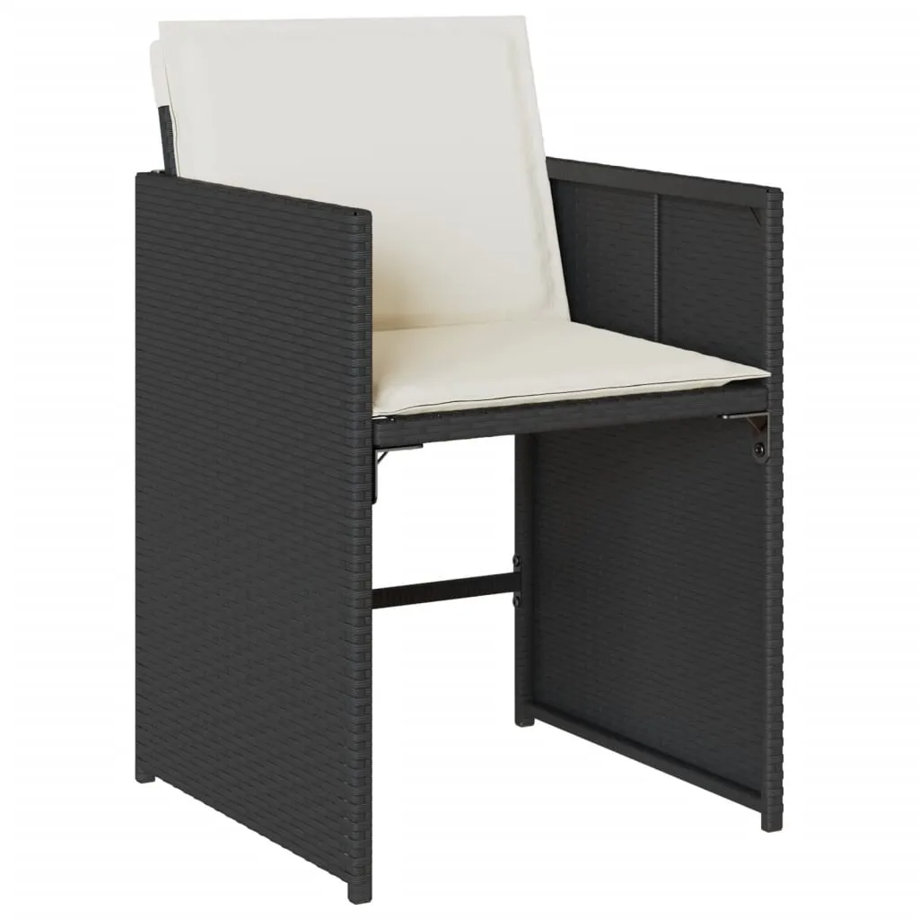Patio Chairs with Cushions 4 pcs Black Poly Rattan
