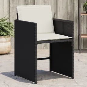 Patio Chairs with Cushions 4 pcs Black Poly Rattan