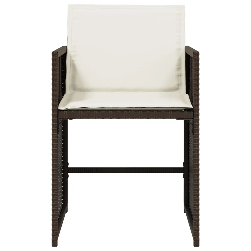 Patio Chairs with Cushions 4 pcs Brown Poly Rattan