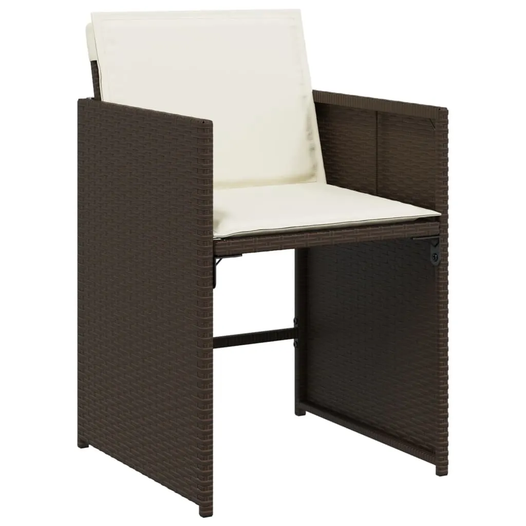 Patio Chairs with Cushions 4 pcs Brown Poly Rattan