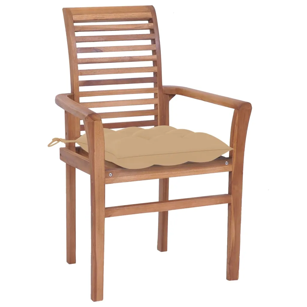 Patio Dining Chairs Wooden Accent Chair with Cushions Solid Wood Teak
