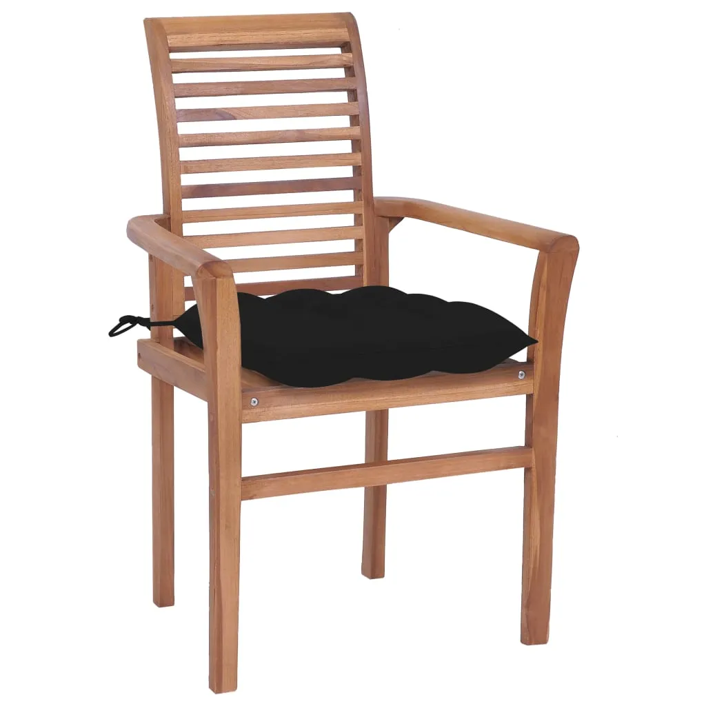 Patio Dining Chairs Wooden Accent Chair with Cushions Solid Wood Teak