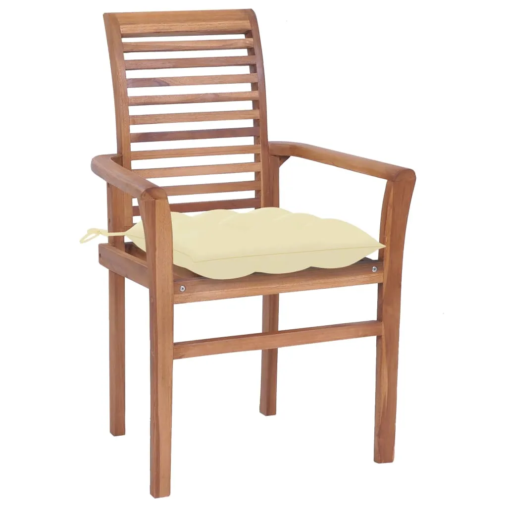 Patio Dining Chairs Wooden Accent Chair with Cushions Solid Wood Teak