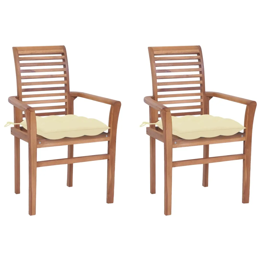 Patio Dining Chairs Wooden Accent Chair with Cushions Solid Wood Teak