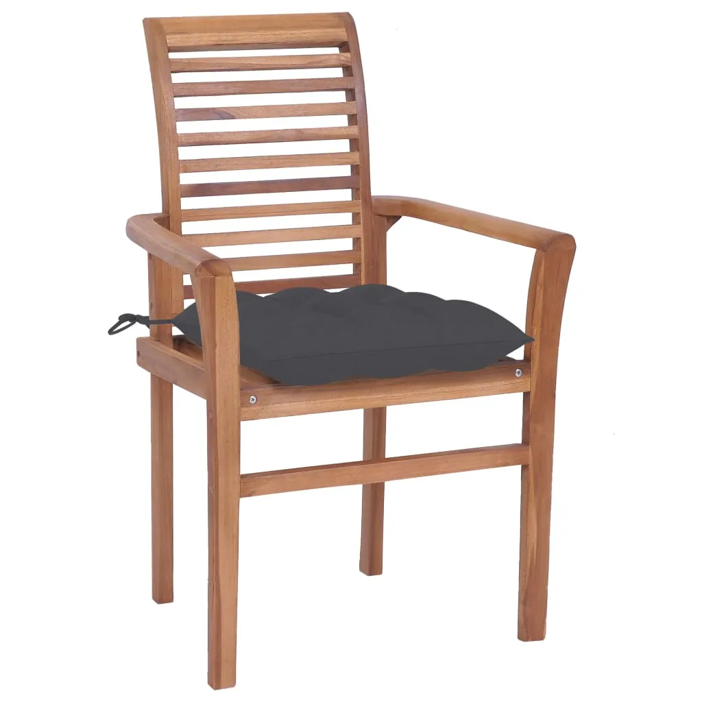 Patio Dining Chairs Wooden Accent Chair with Cushions Solid Wood Teak