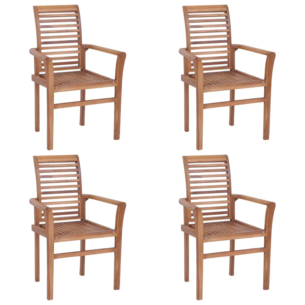 Patio Dining Chairs Wooden Accent Chair with Cushions Solid Wood Teak