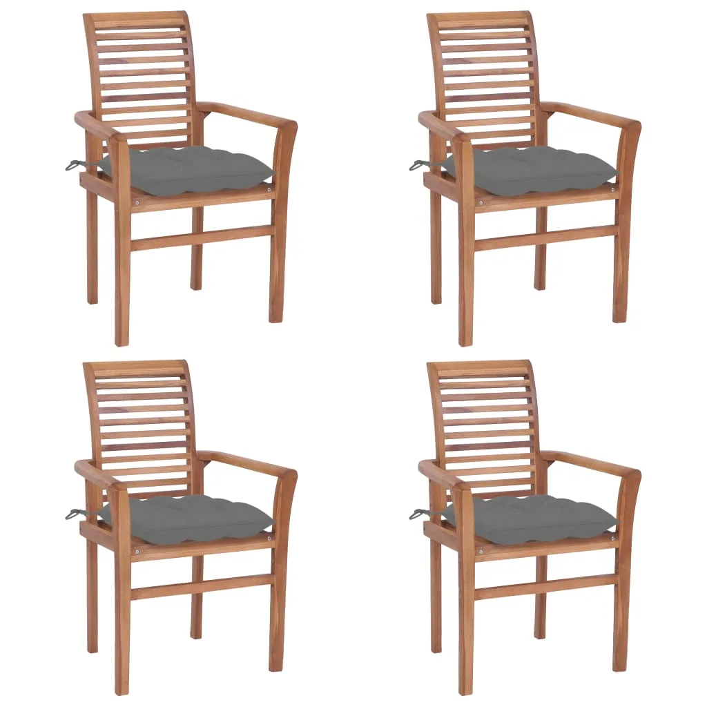 Patio Dining Chairs Wooden Accent Chair with Cushions Solid Wood Teak