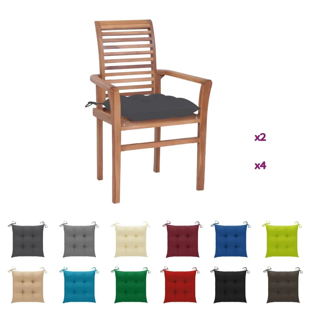 Patio Dining Chairs Wooden Accent Chair with Cushions Solid Wood Teak