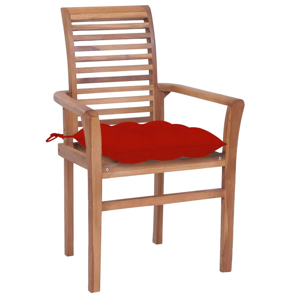 Patio Dining Chairs Wooden Accent Chair with Cushions Solid Wood Teak