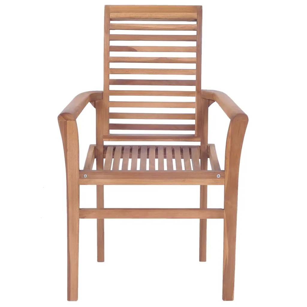 Patio Dining Chairs Wooden Accent Chair with Cushions Solid Wood Teak