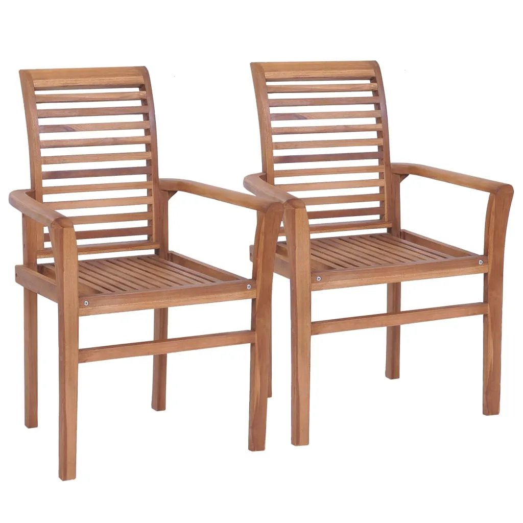 Patio Dining Chairs Wooden Accent Chair with Cushions Solid Wood Teak