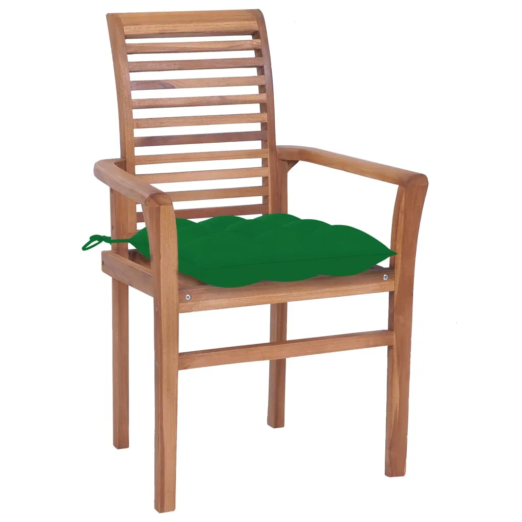 Patio Dining Chairs Wooden Accent Chair with Cushions Solid Wood Teak