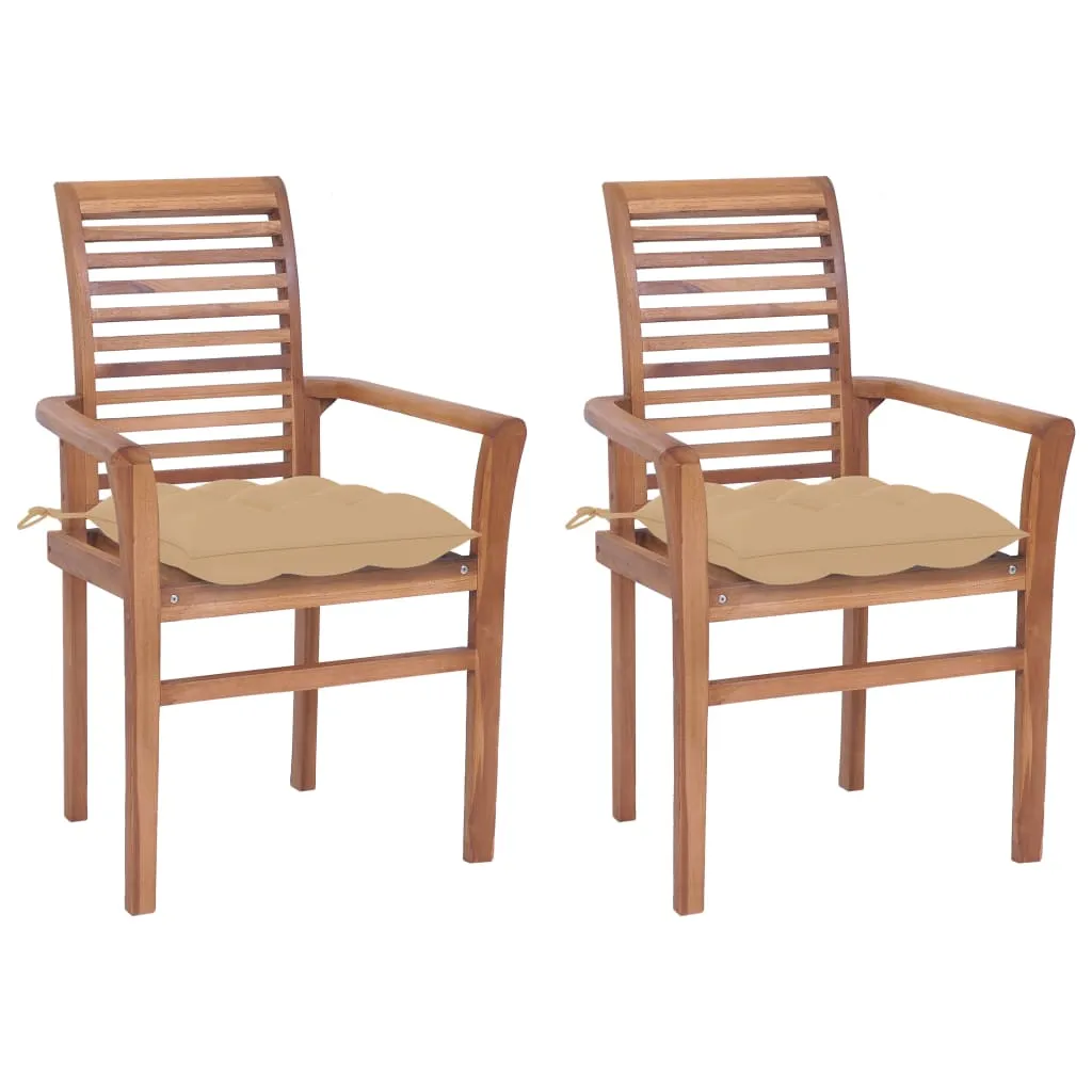 Patio Dining Chairs Wooden Accent Chair with Cushions Solid Wood Teak