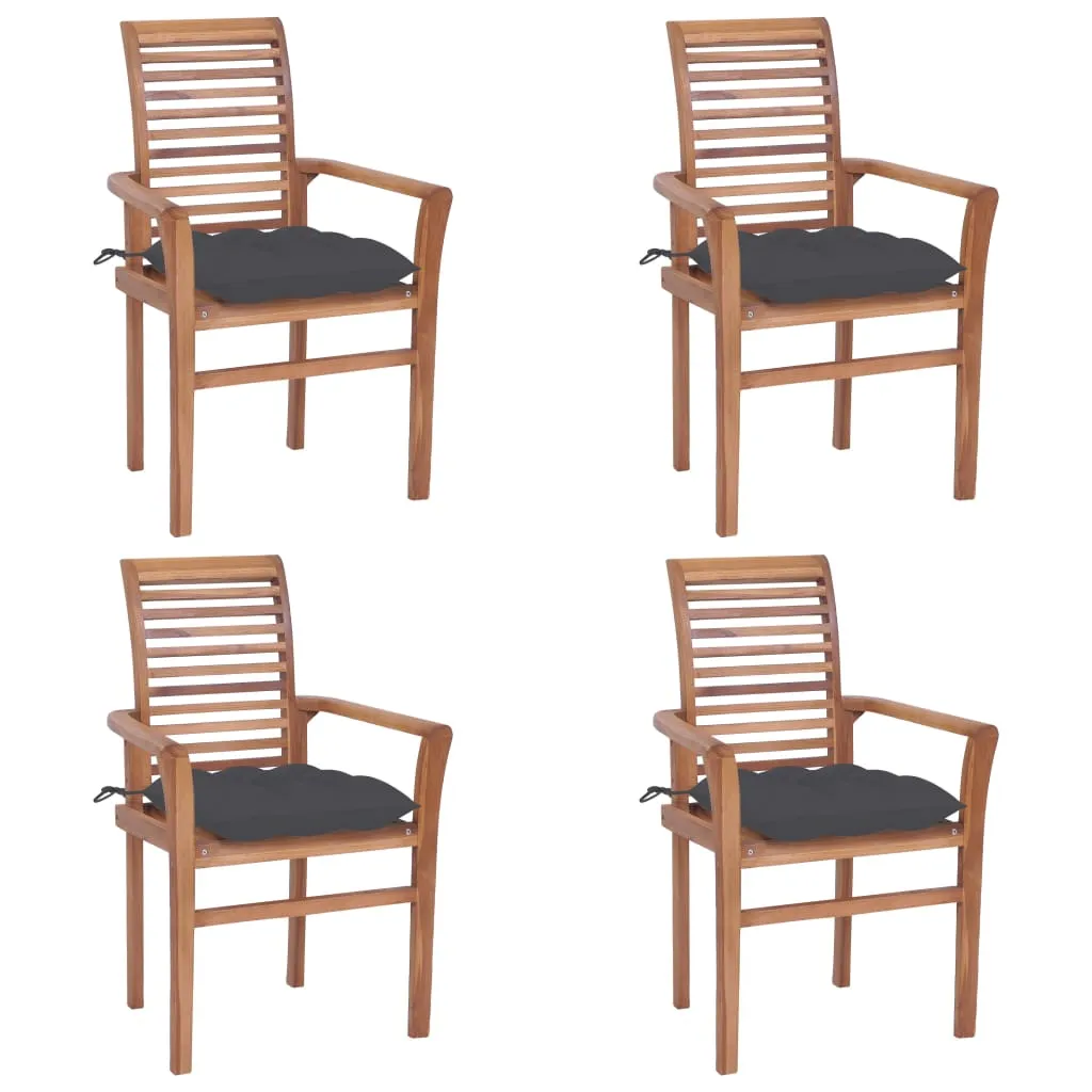 Patio Dining Chairs Wooden Accent Chair with Cushions Solid Wood Teak