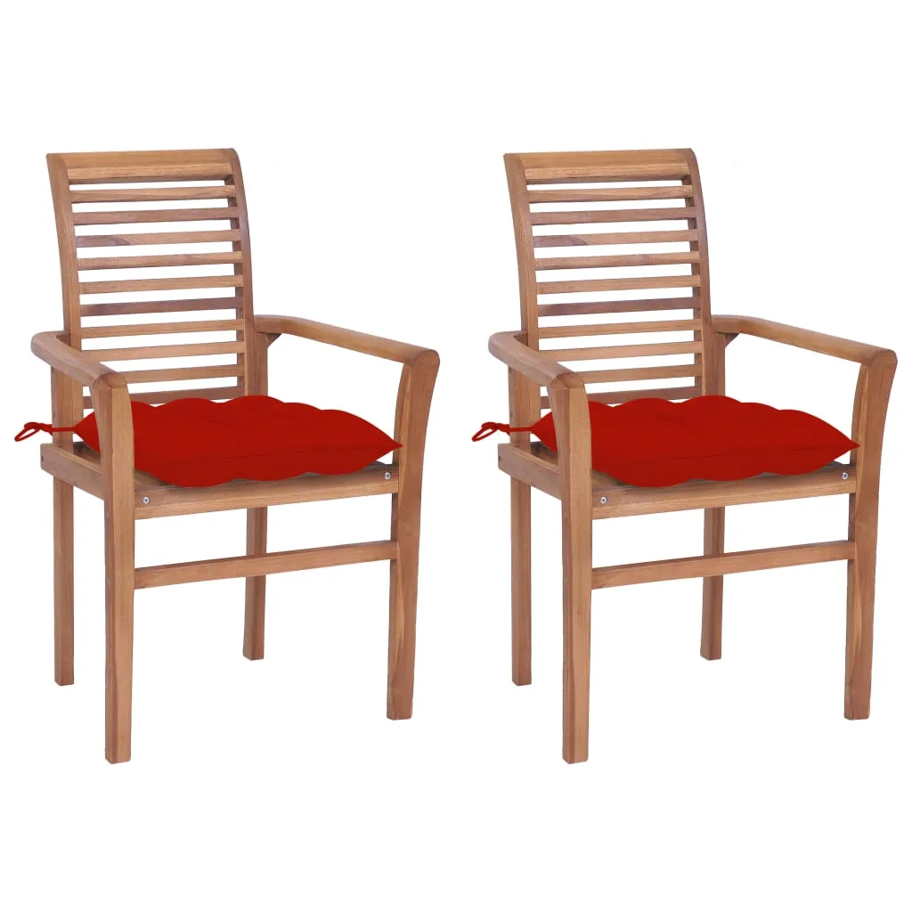Patio Dining Chairs Wooden Accent Chair with Cushions Solid Wood Teak
