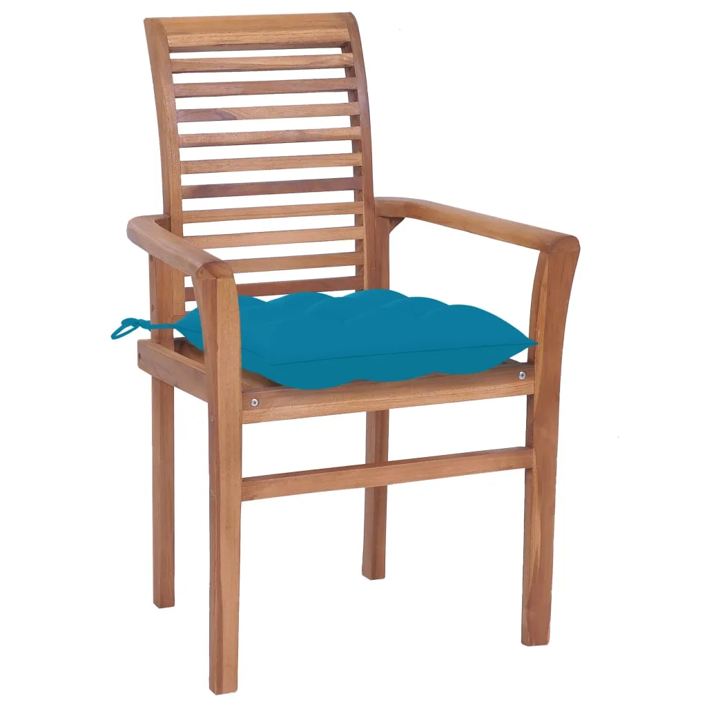 Patio Dining Chairs Wooden Accent Chair with Cushions Solid Wood Teak