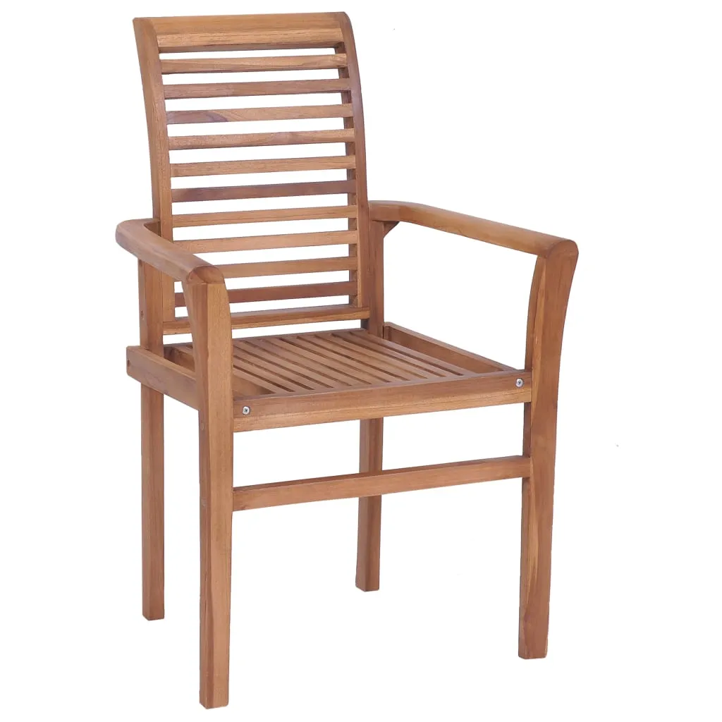 Patio Dining Chairs Wooden Accent Chair with Cushions Solid Wood Teak