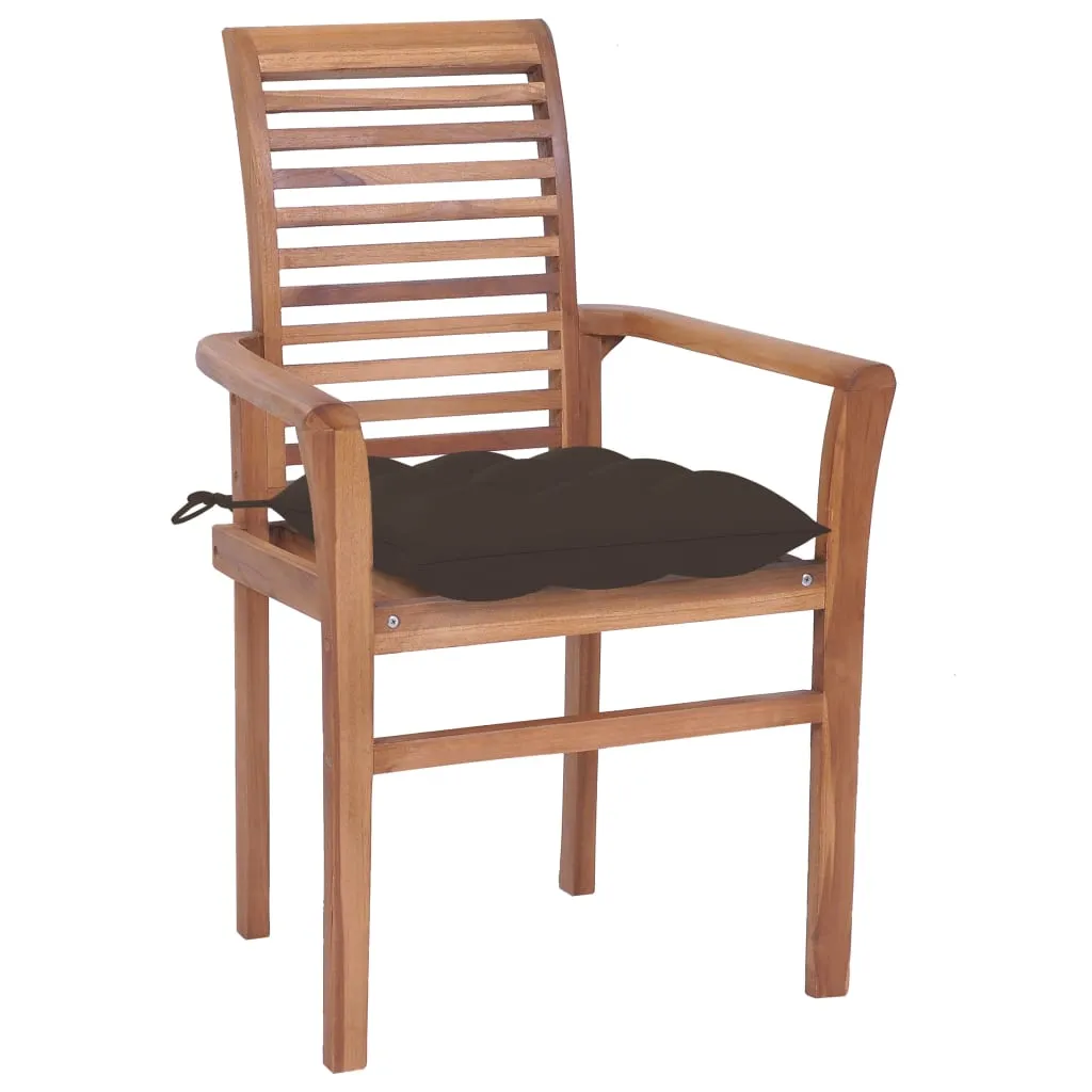 Patio Dining Chairs Wooden Accent Chair with Cushions Solid Wood Teak