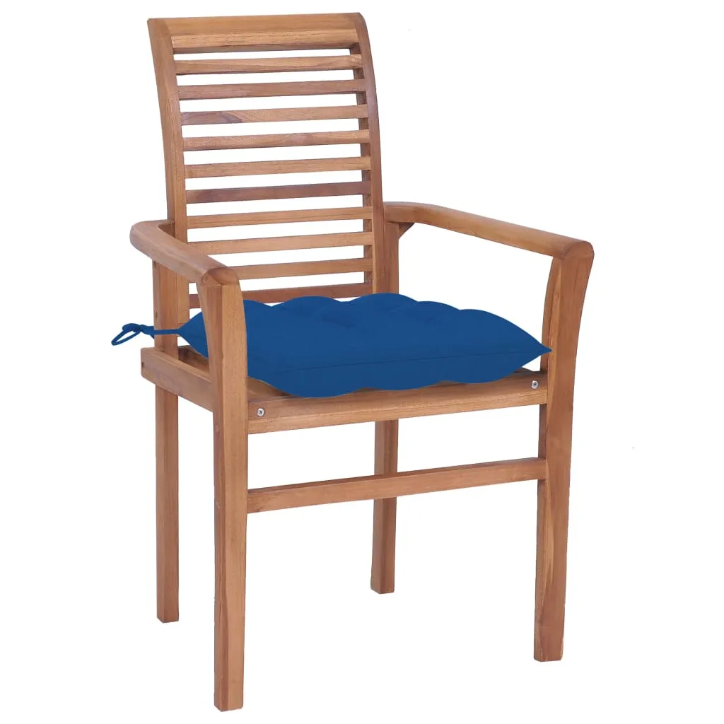 Patio Dining Chairs Wooden Accent Chair with Cushions Solid Wood Teak