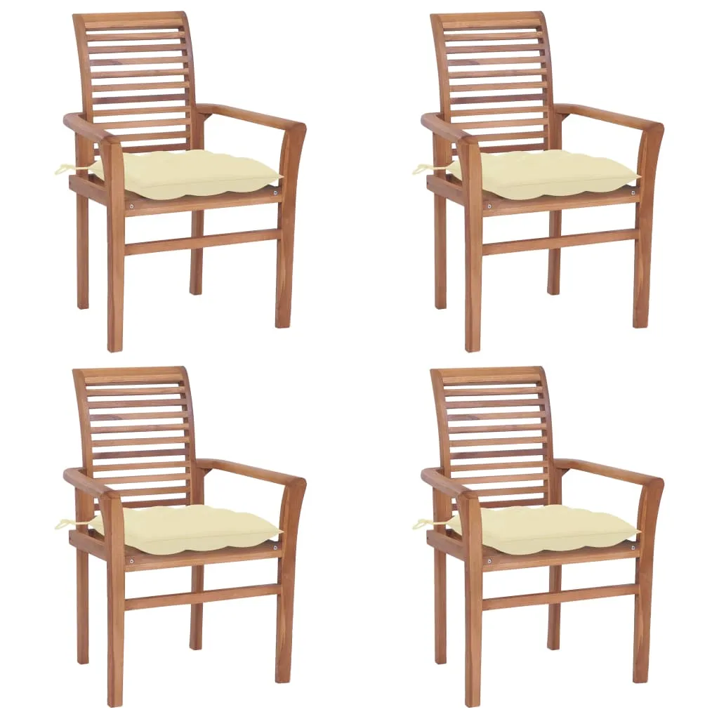 Patio Dining Chairs Wooden Accent Chair with Cushions Solid Wood Teak